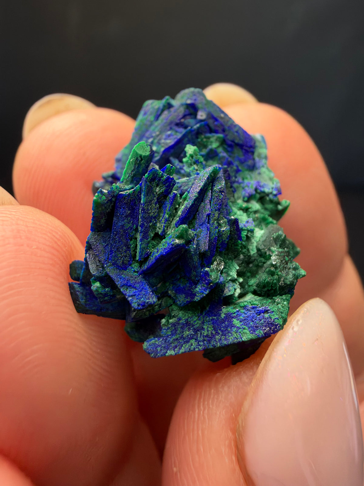 Malachite after Azurite (Pseudomorph), Kerrouchen, Morocco
