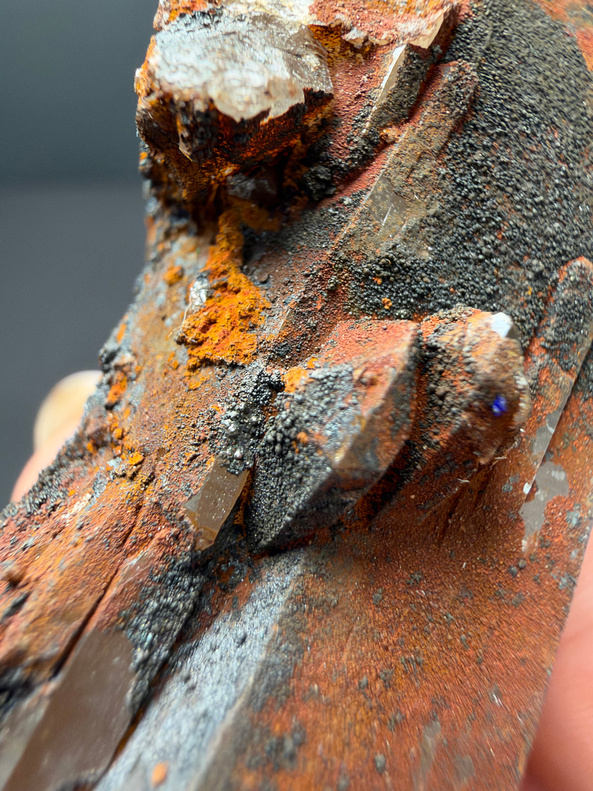 Quartz with Goethite & Secondary Copper Minerals, M'Sissia, Morocco