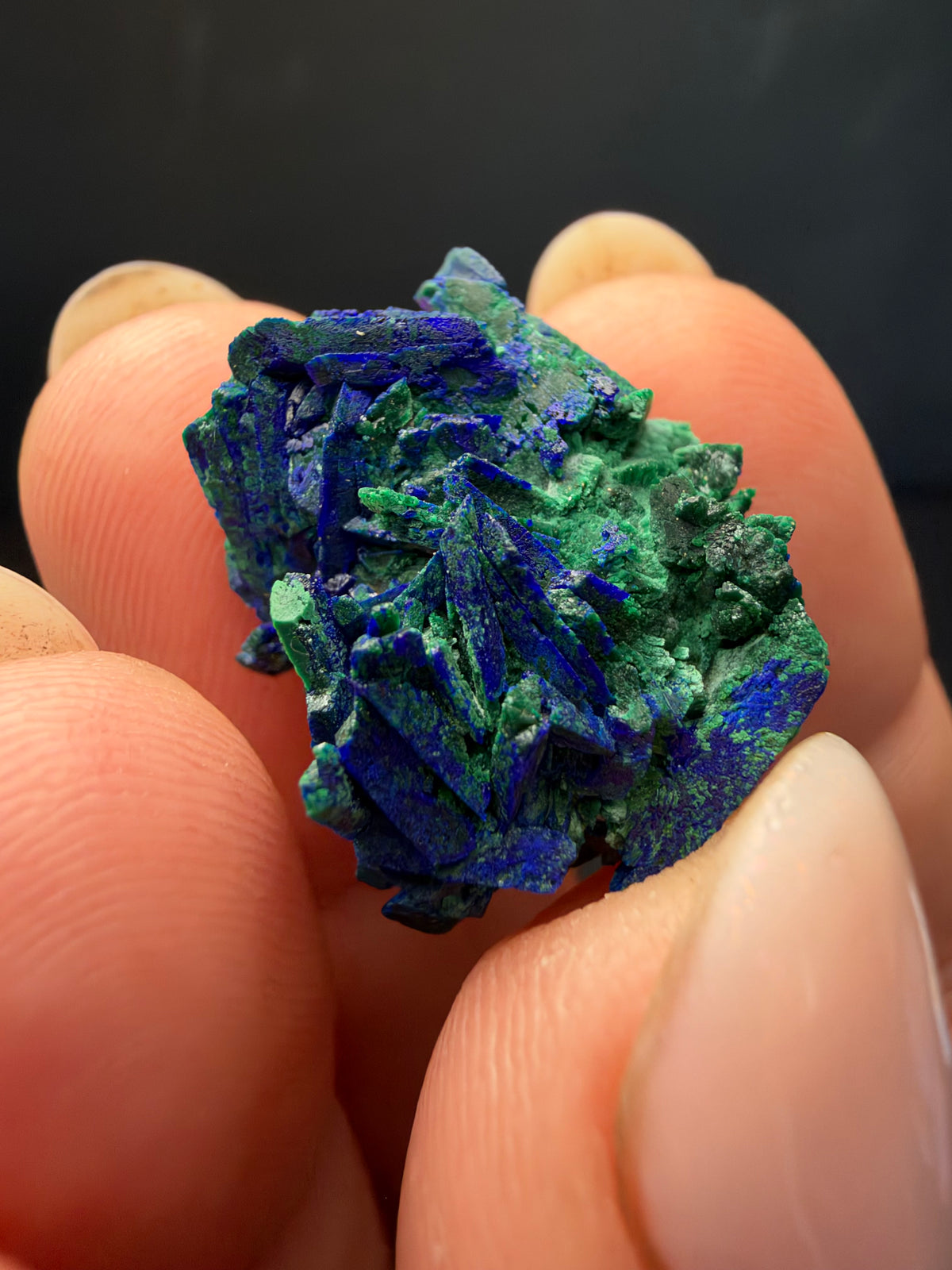 Malachite after Azurite (Pseudomorph), Kerrouchen, Morocco