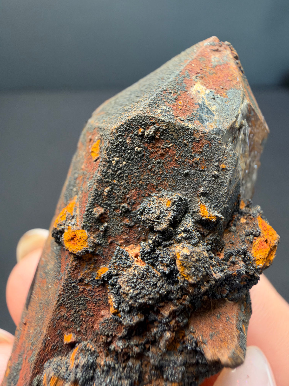 Quartz with Goethite & Secondary Copper Minerals, M'Sissia, Morocco