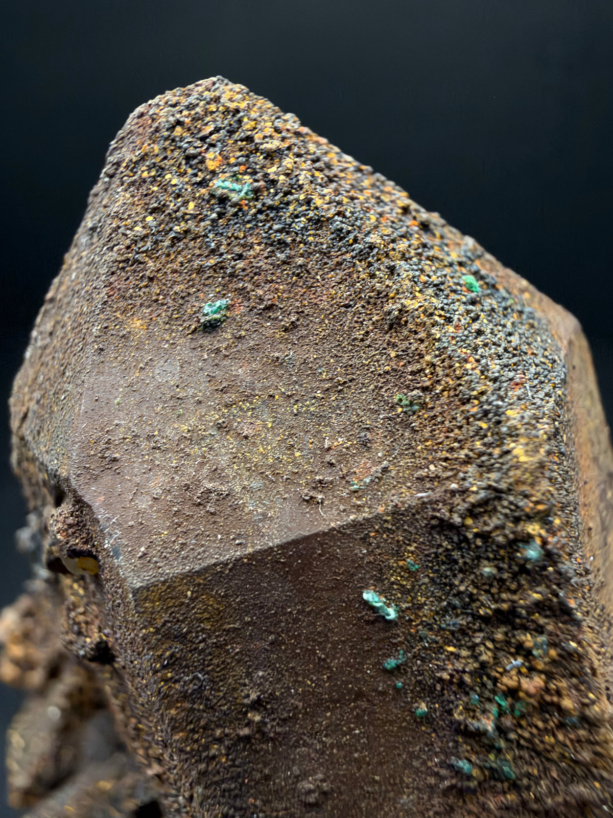 Quartz with Goethite & Secondary Copper Minerals, M'Sissia, Morocco