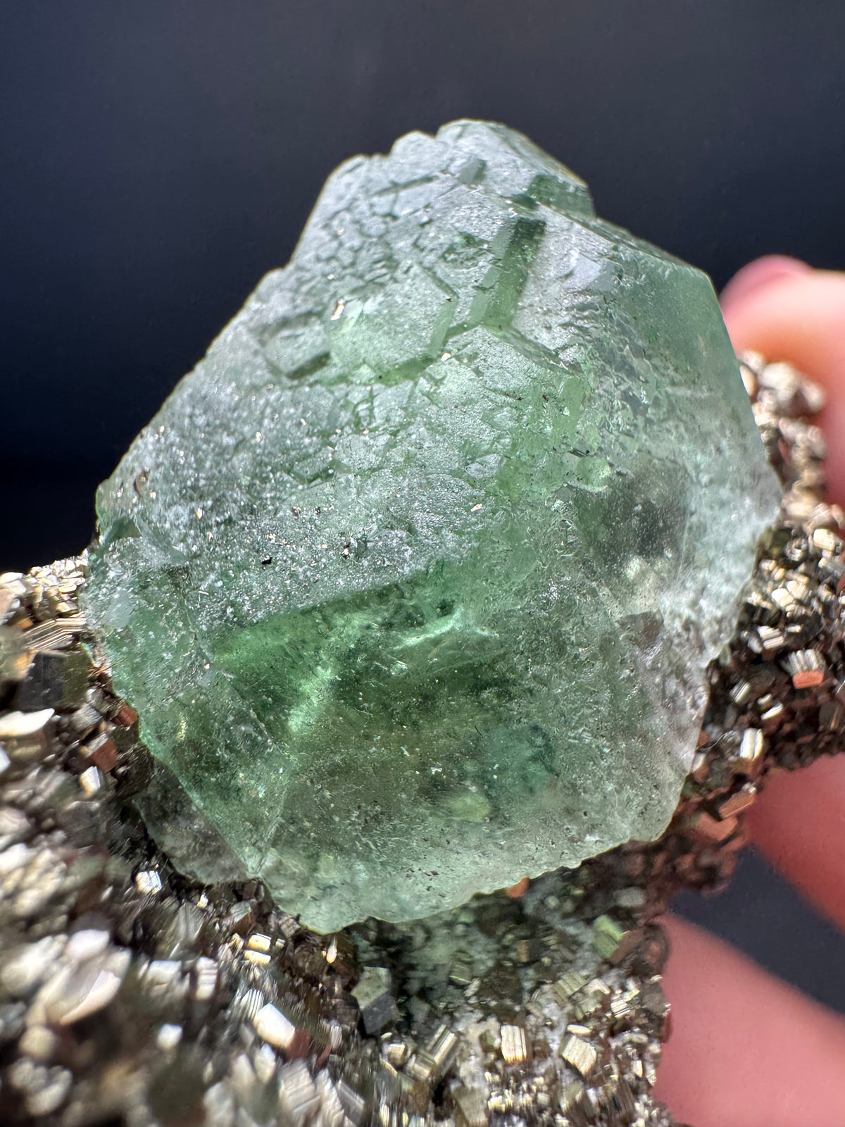 Fluorite with Pyrite, Milpo Mine, Peru