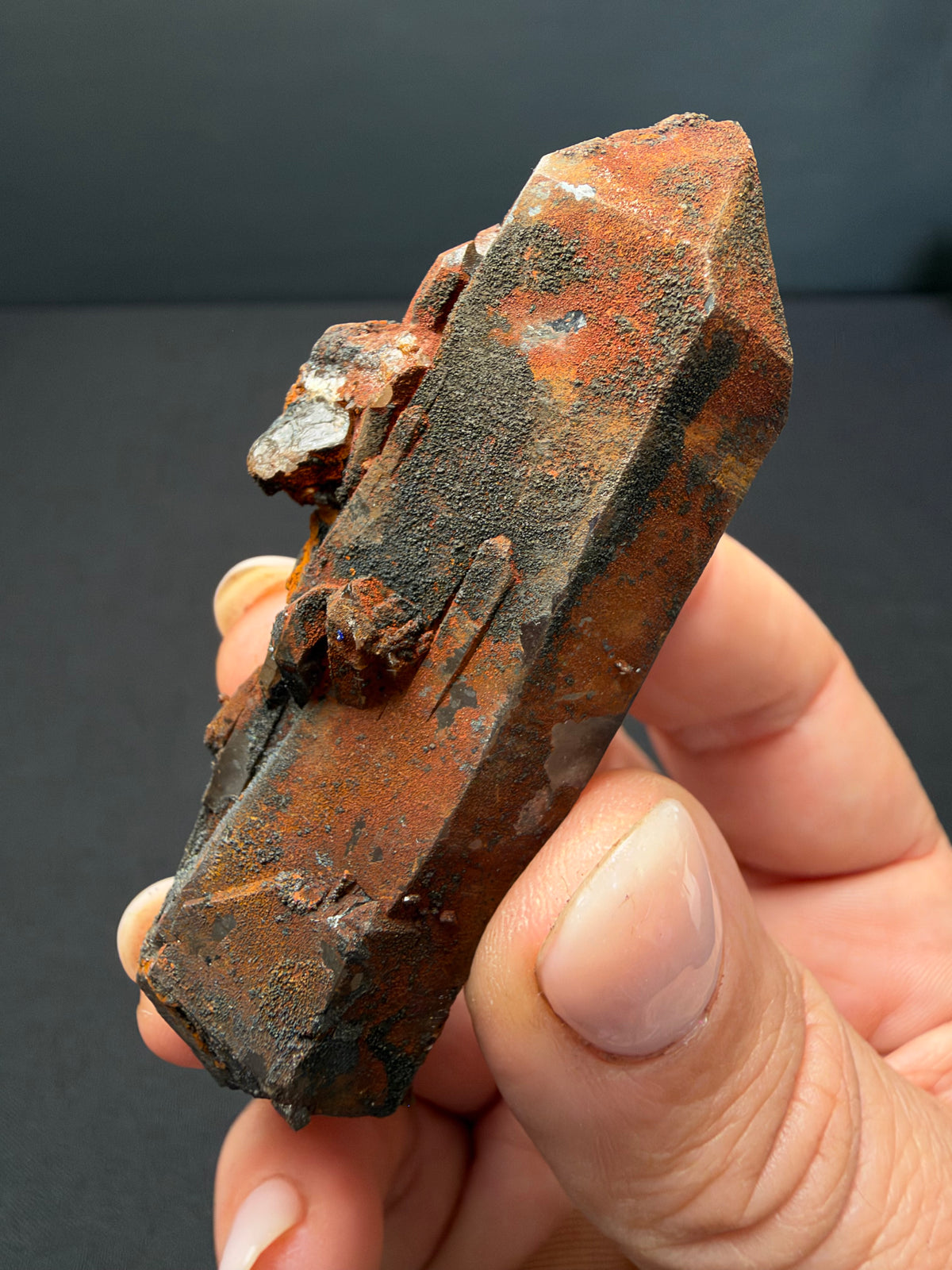 Quartz with Goethite & Secondary Copper Minerals, M'Sissia, Morocco