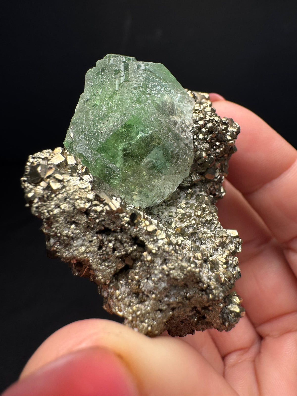 Fluorite with Pyrite, Milpo Mine, Peru