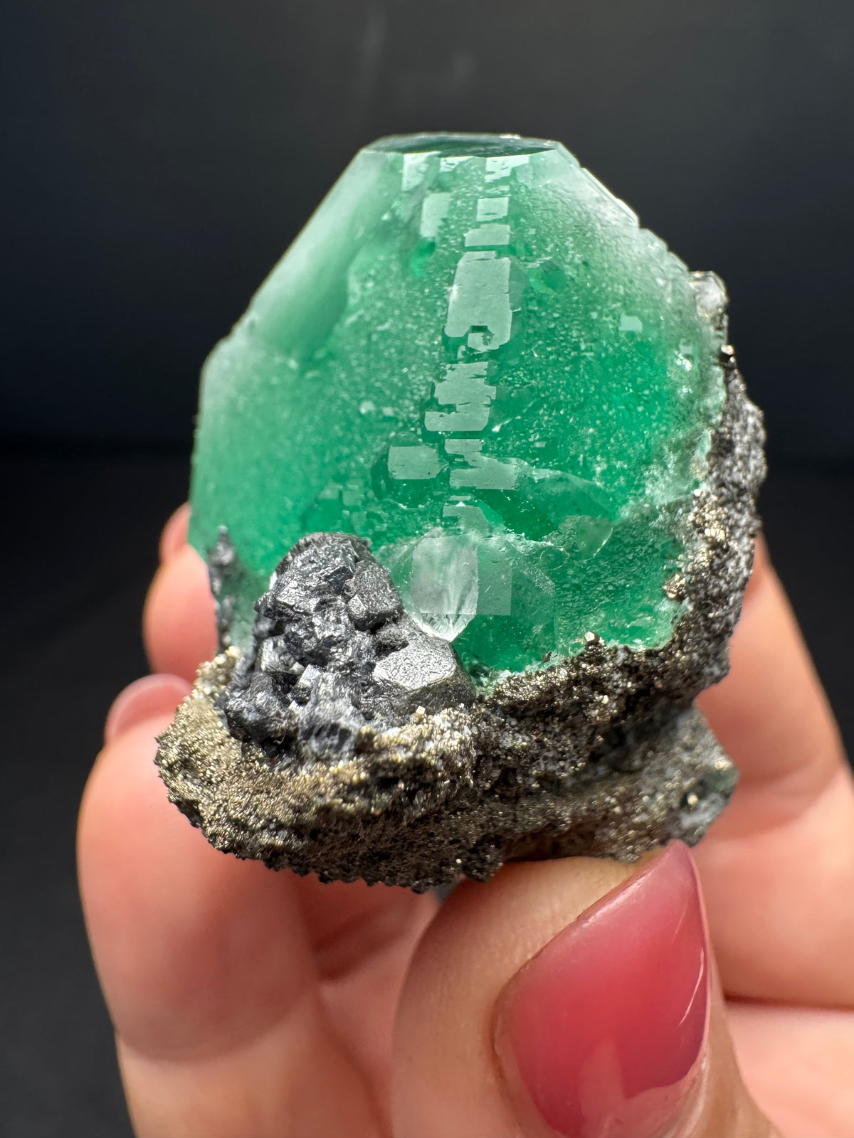Fluorite with Pyrite, Geocronite-Jordanite, Milpo Mine, Peru