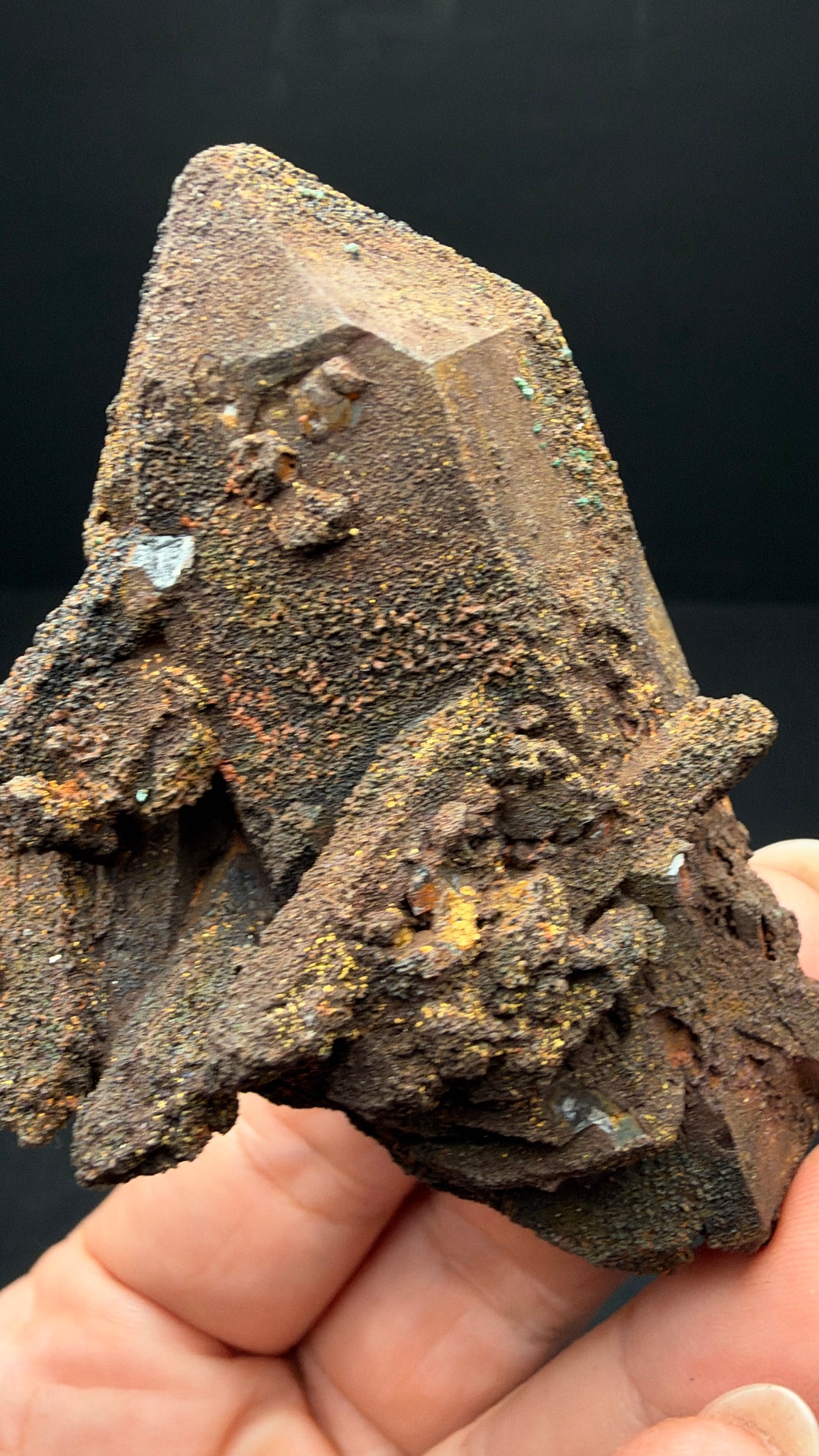Quartz with Goethite & Secondary Copper Minerals, M'Sissia, Morocco
