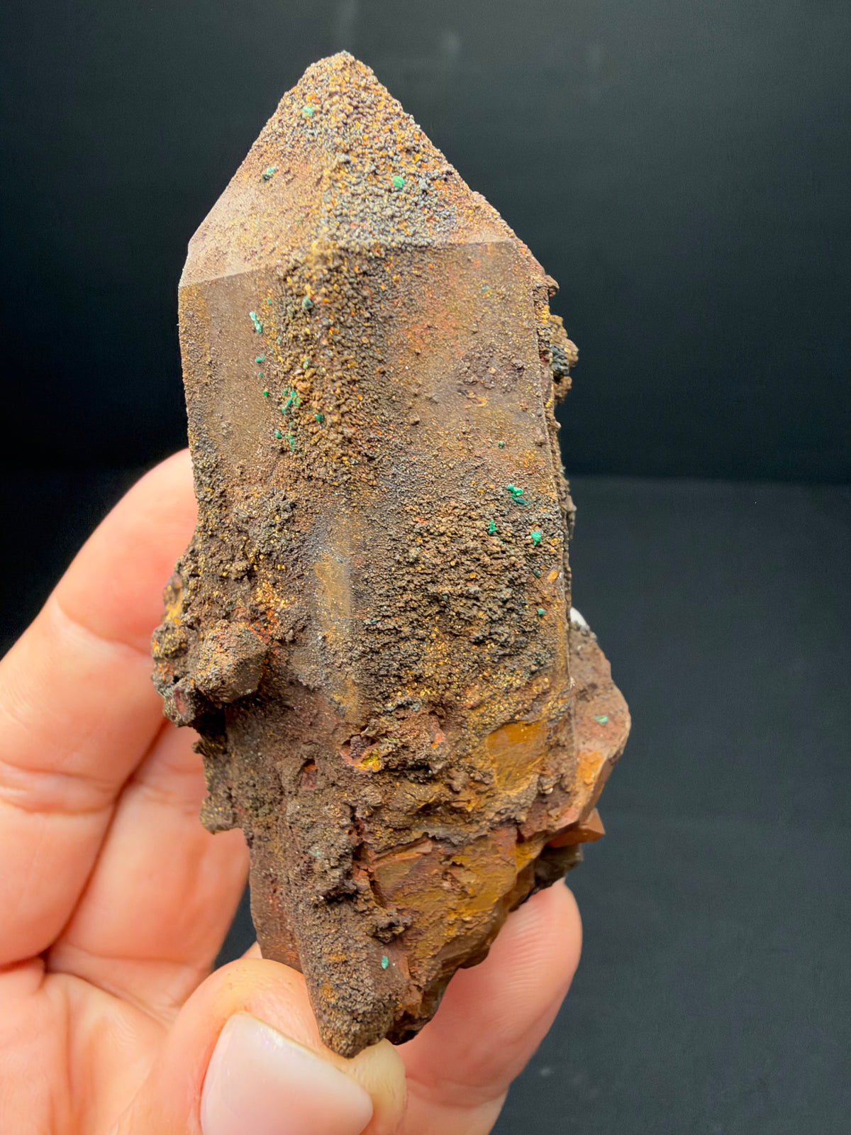 Quartz with Goethite & Secondary Copper Minerals, M'Sissia, Morocco