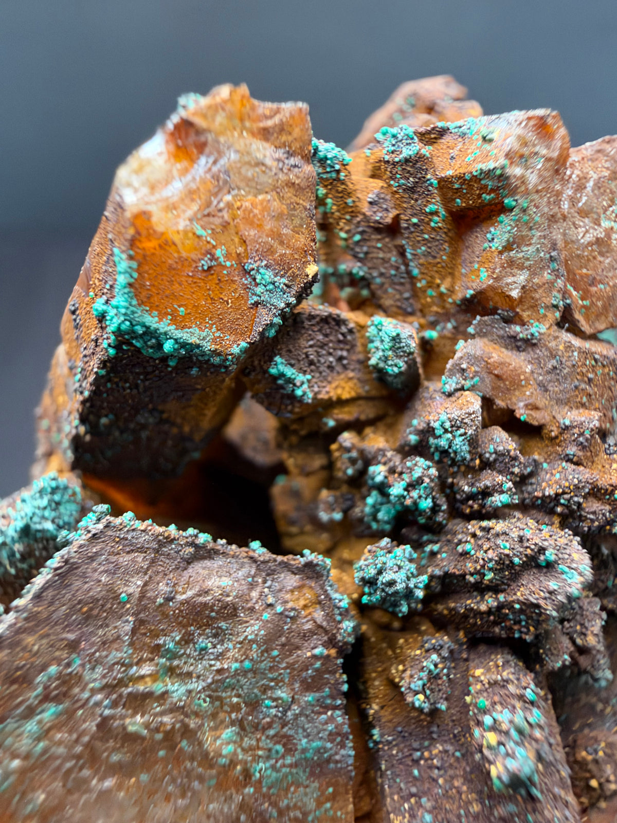 Quartz with Goethite & Secondary Copper Minerals, M'Sissia, Morocco