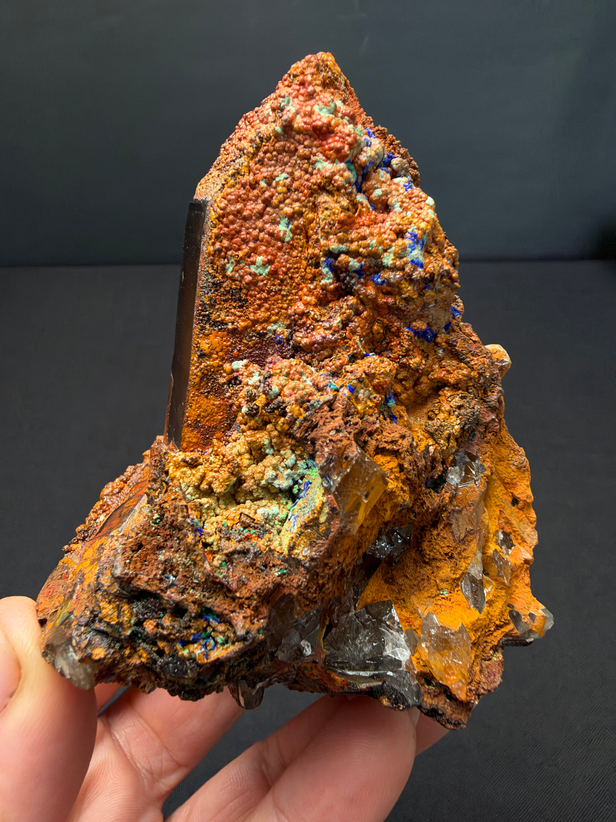 Quartz with Goethite & Secondary Copper Minerals, M'Sissia, Morocco