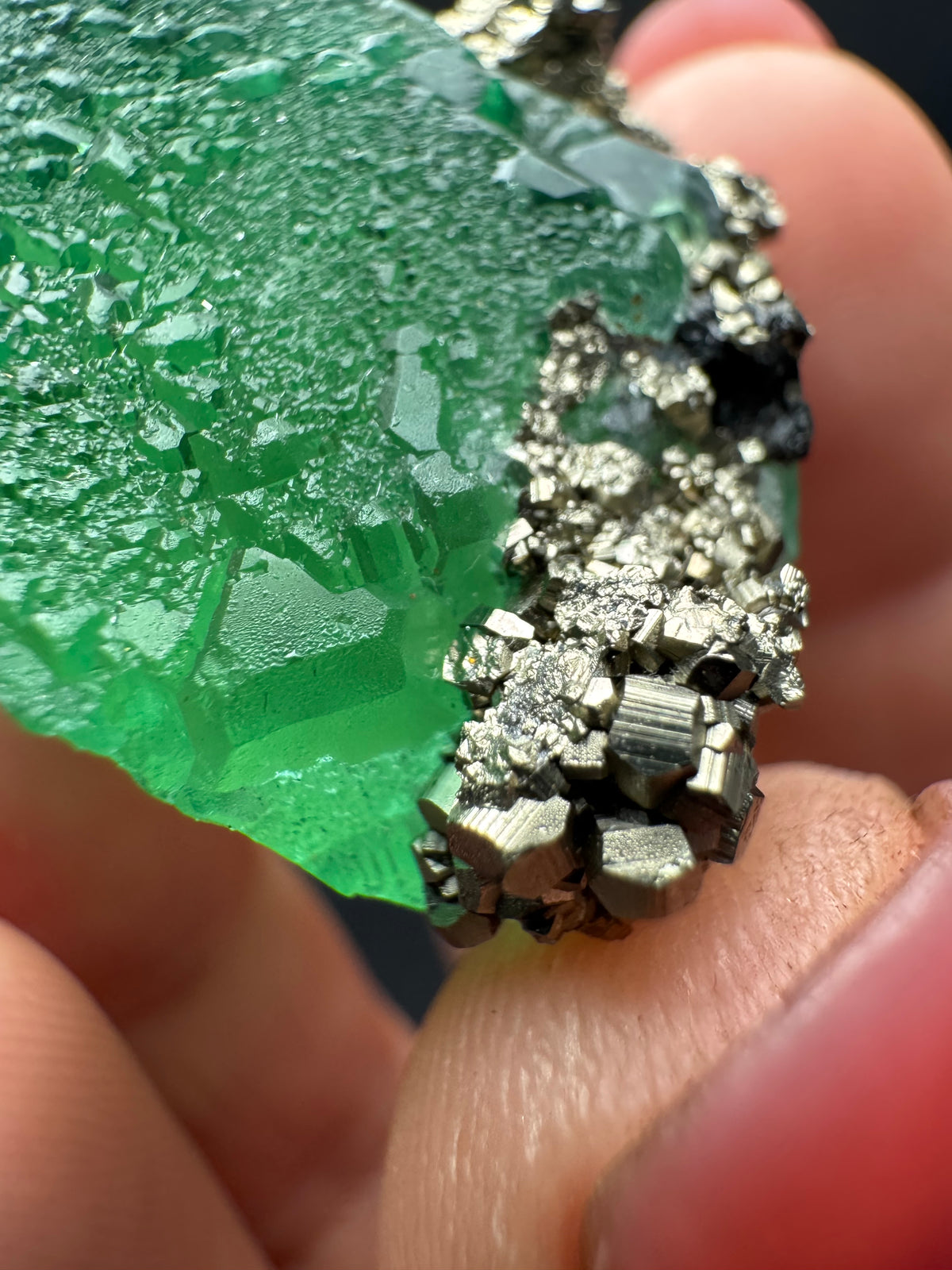 Fluorite with Pyrite, Milpo Mine, Peru