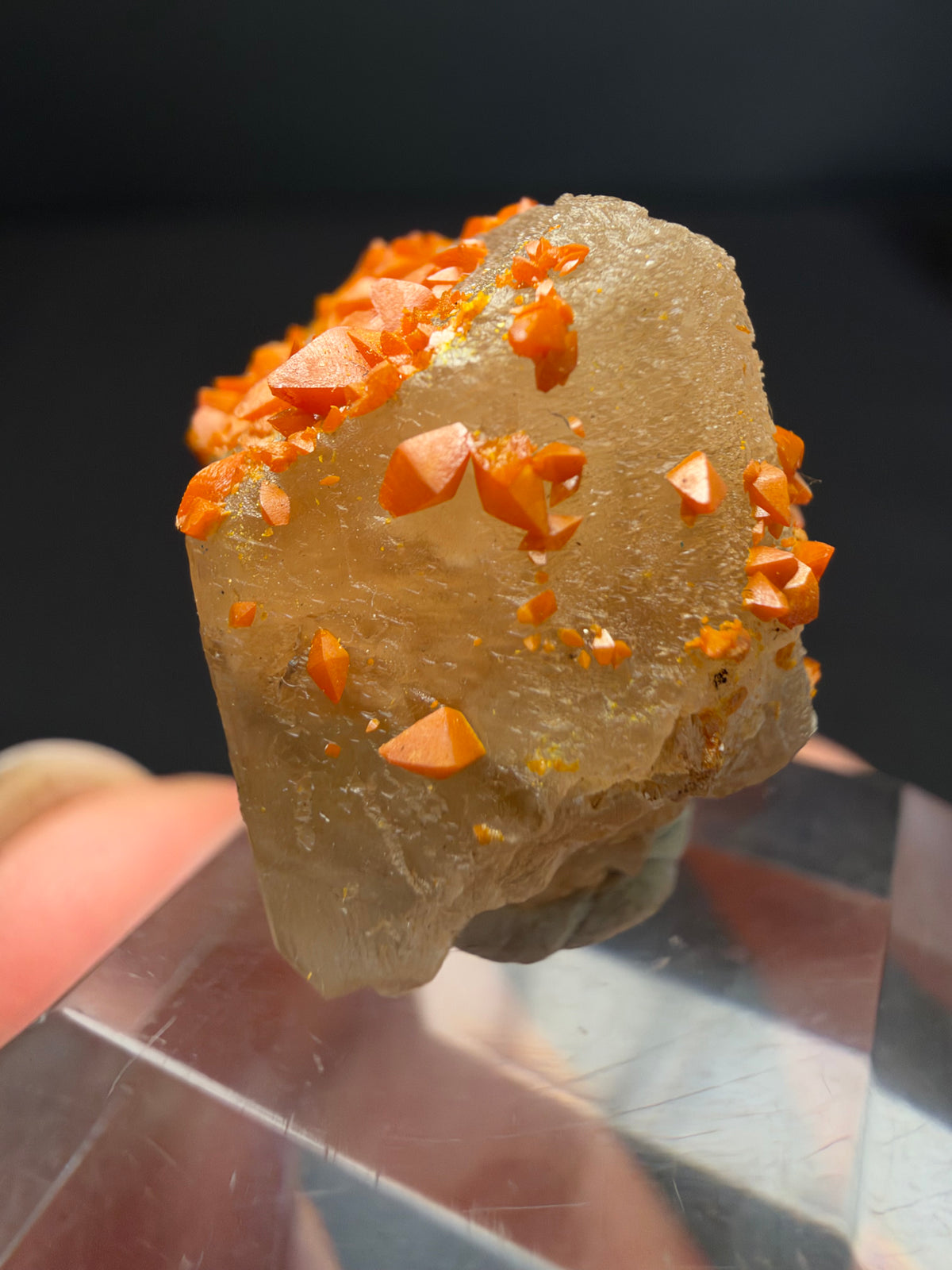 Wulfenite on Cerussite, Mibladen, Morocco