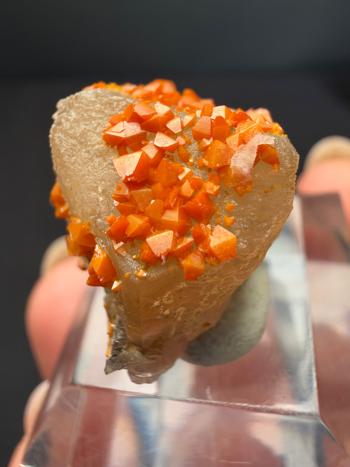 Wulfenite on Cerussite, Mibladen, Morocco