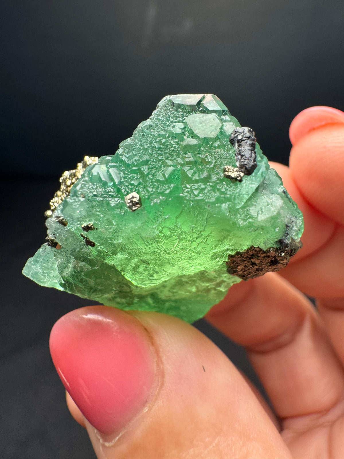 Fluorite with Pyrite, Milpo Mine, Peru