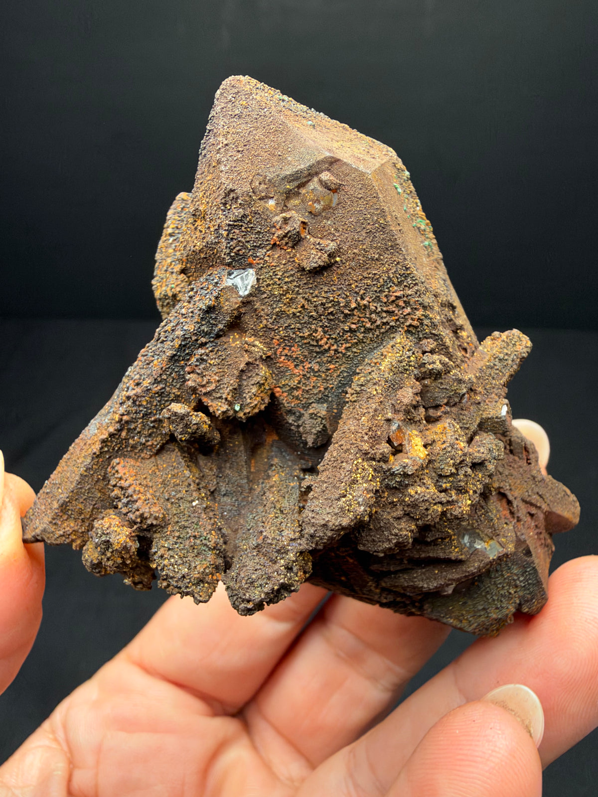 Quartz with Goethite & Secondary Copper Minerals, M'Sissia, Morocco