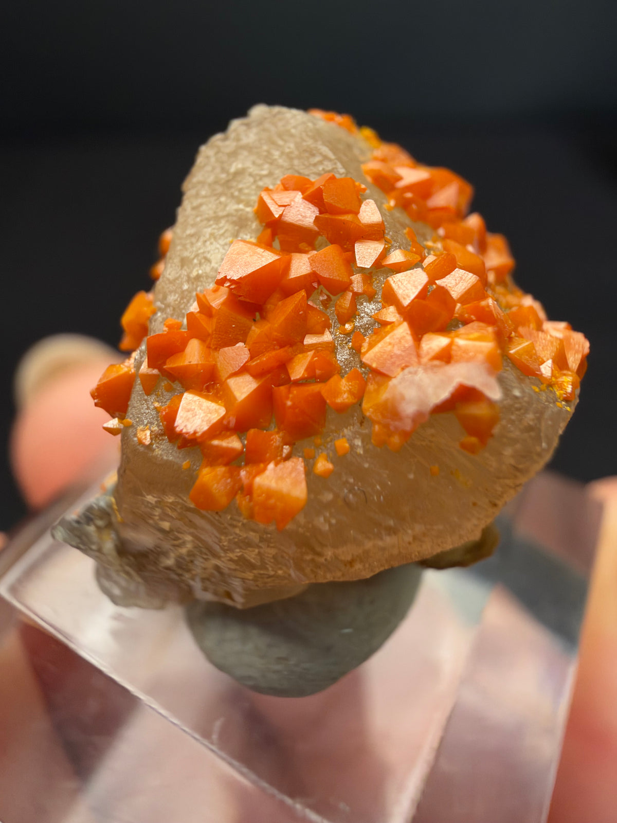 Wulfenite on Cerussite, Mibladen, Morocco