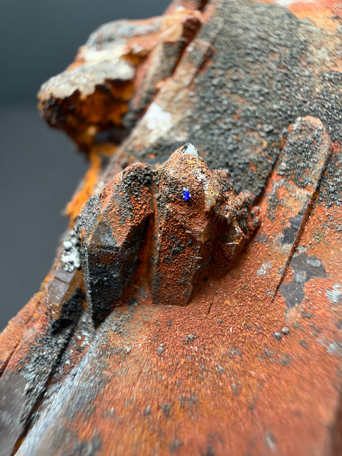 Quartz with Goethite & Secondary Copper Minerals, M'Sissia, Morocco