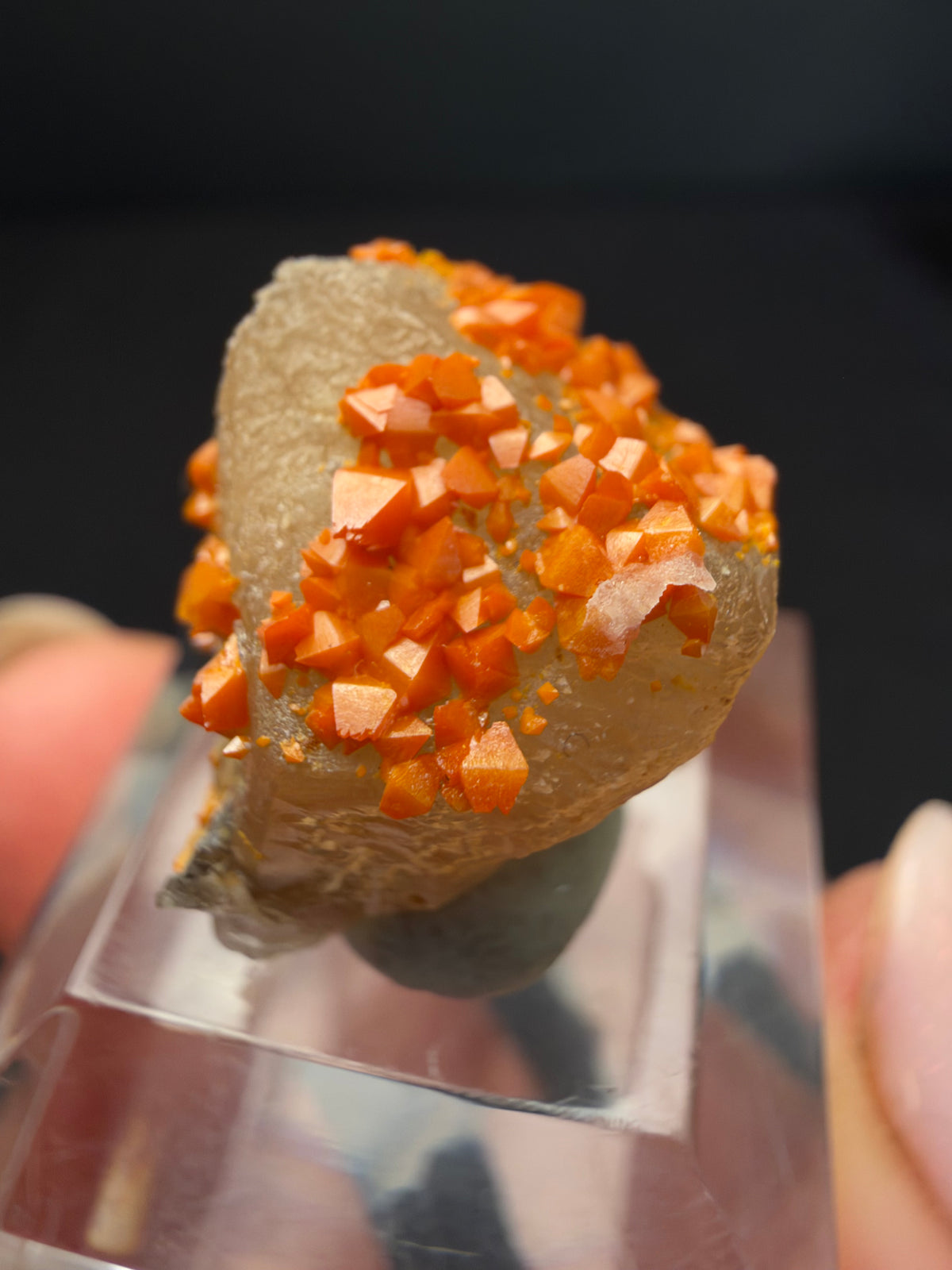 Wulfenite on Cerussite, Mibladen, Morocco