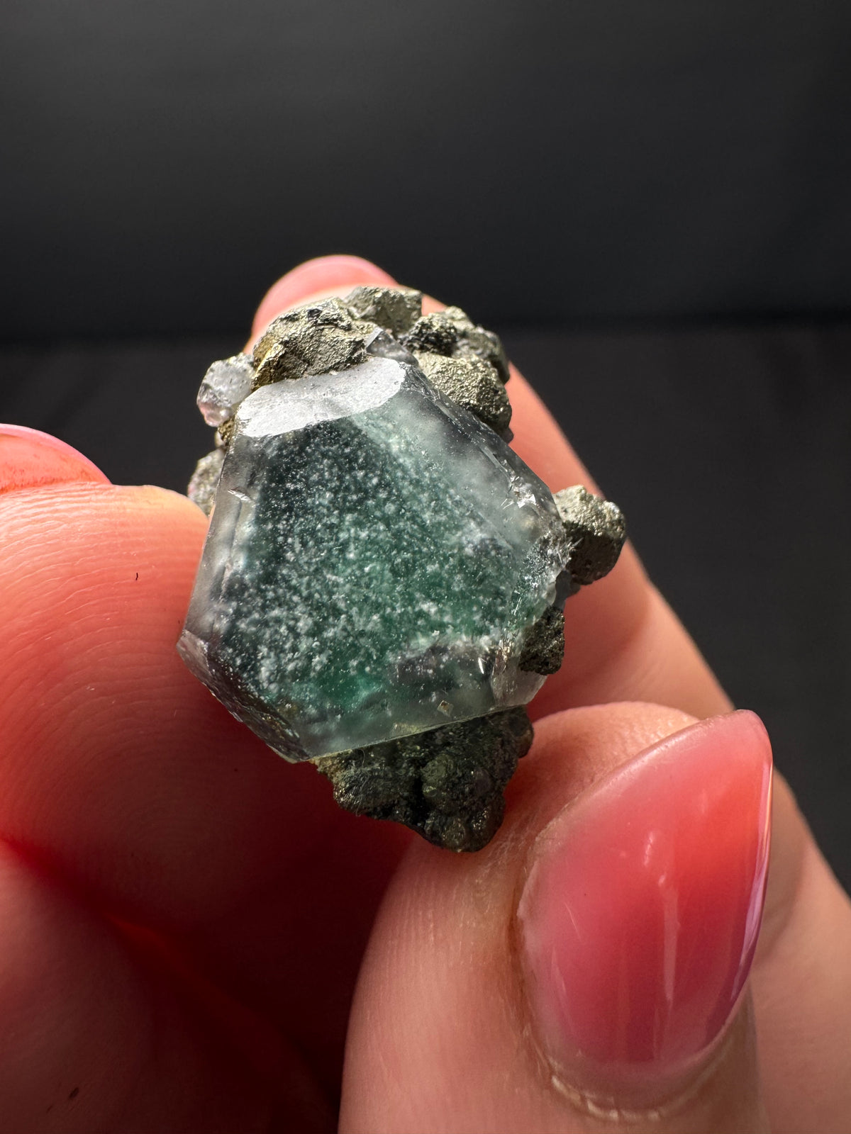 Fluorite mini with Pyrite, Geocronite-Jordanite, Milpo Mine, Peru