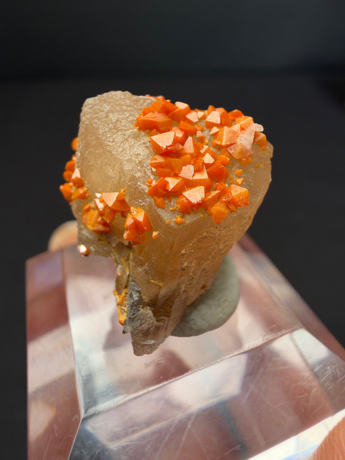 Wulfenite on Cerussite, Mibladen, Morocco