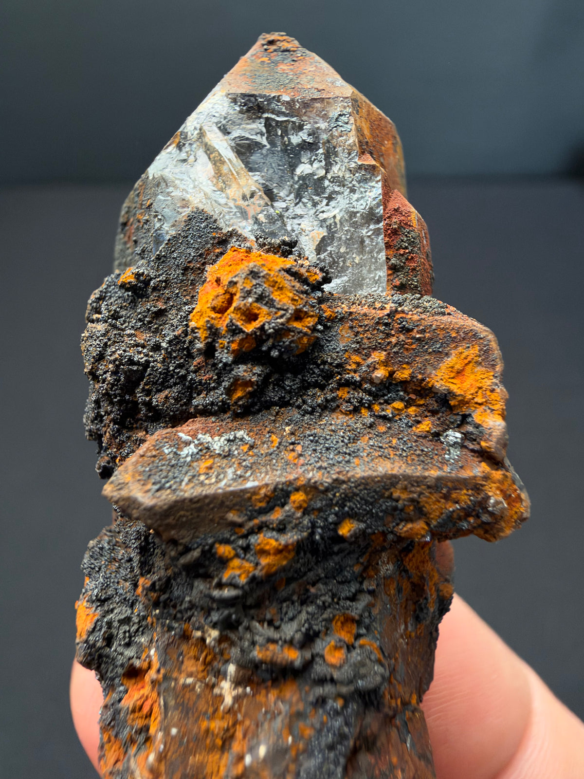 Quartz with Goethite & Secondary Copper Minerals, M'Sissia, Morocco