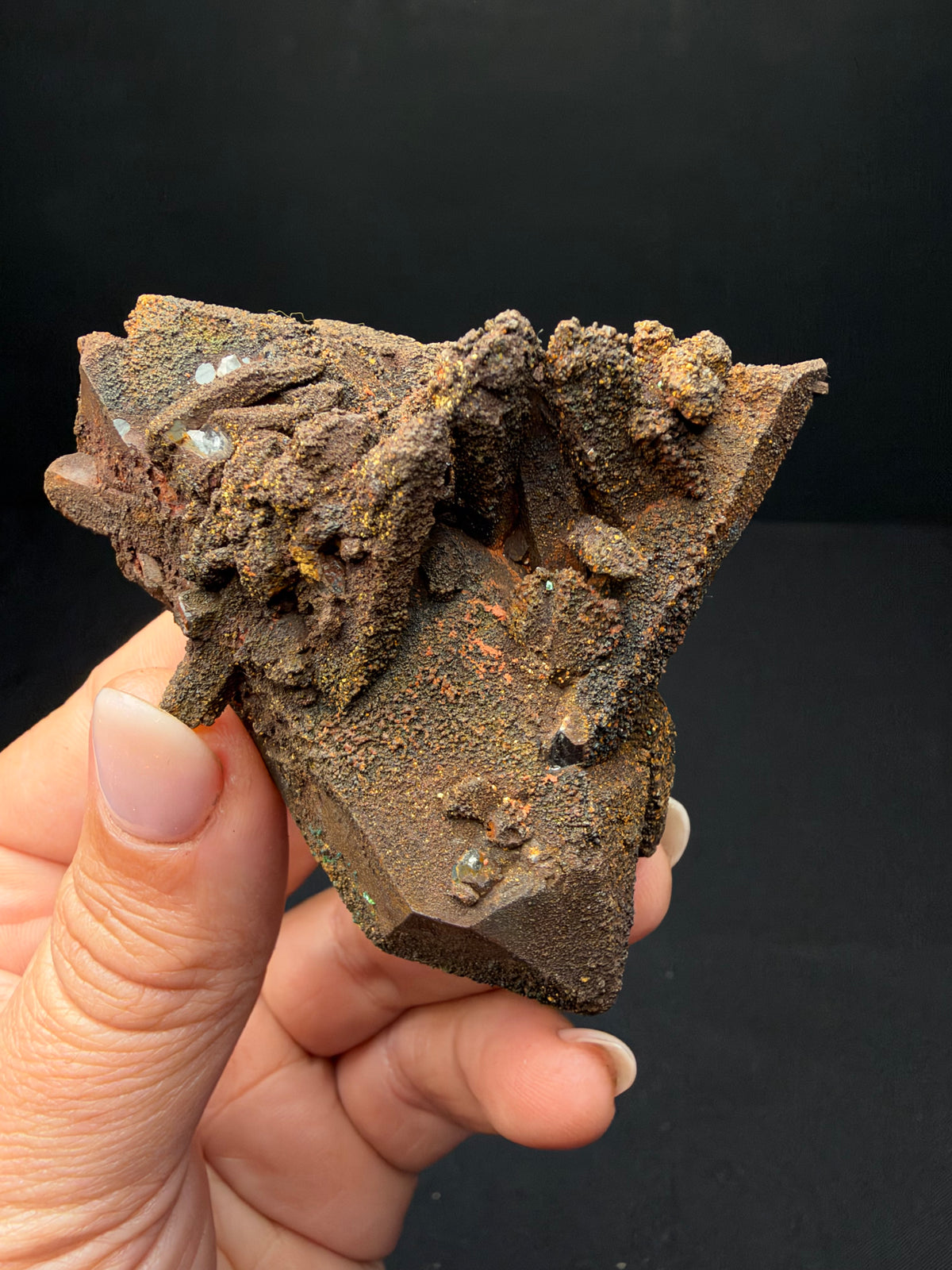 Quartz with Goethite & Secondary Copper Minerals, M'Sissia, Morocco