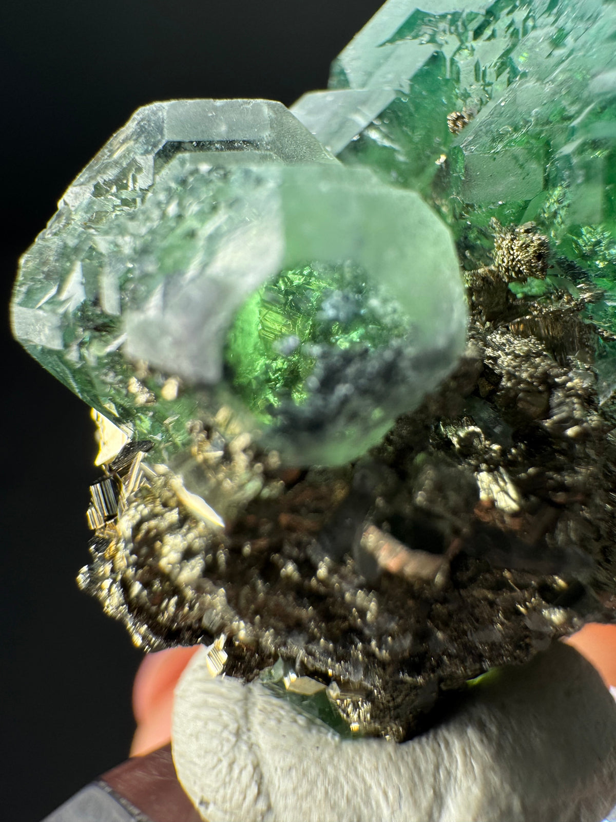 Fluorite with Pyrite, Milpo Mine, Peru