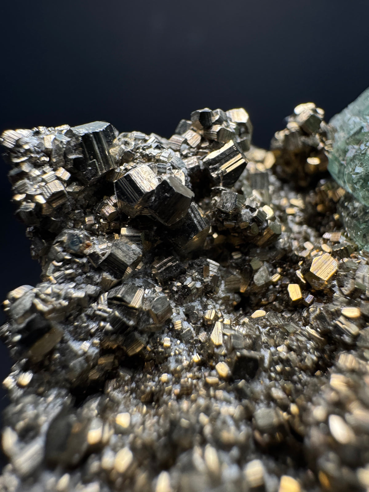 Fluorite with Pyrite, Milpo Mine, Peru