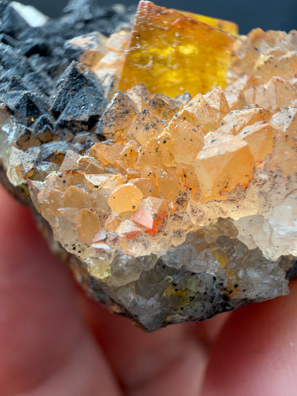 Fluorite with Quartz & Goethite, Sidi Said, Morocco