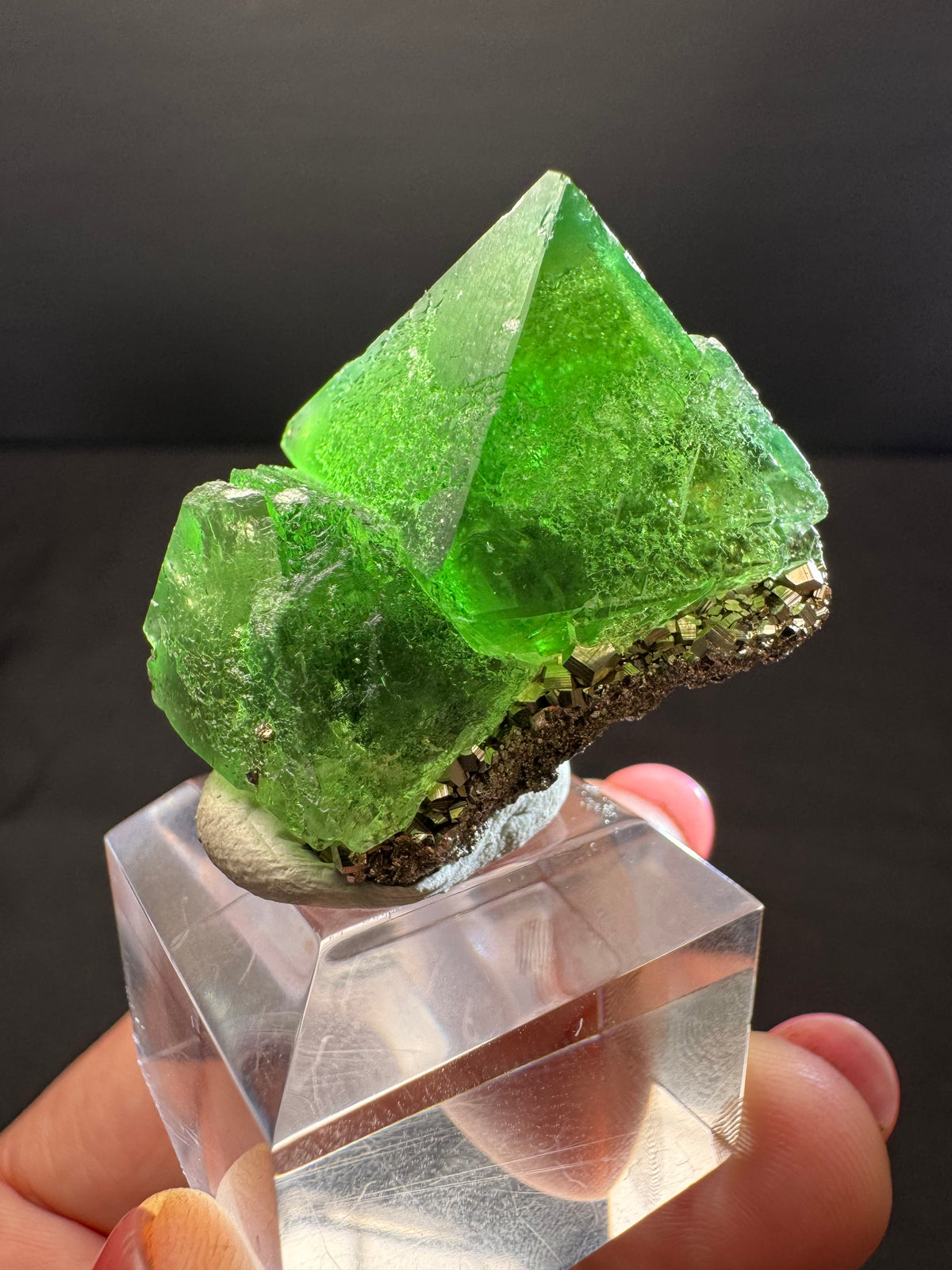 Fluorite with Pyrite, Milpo Mine, Peru