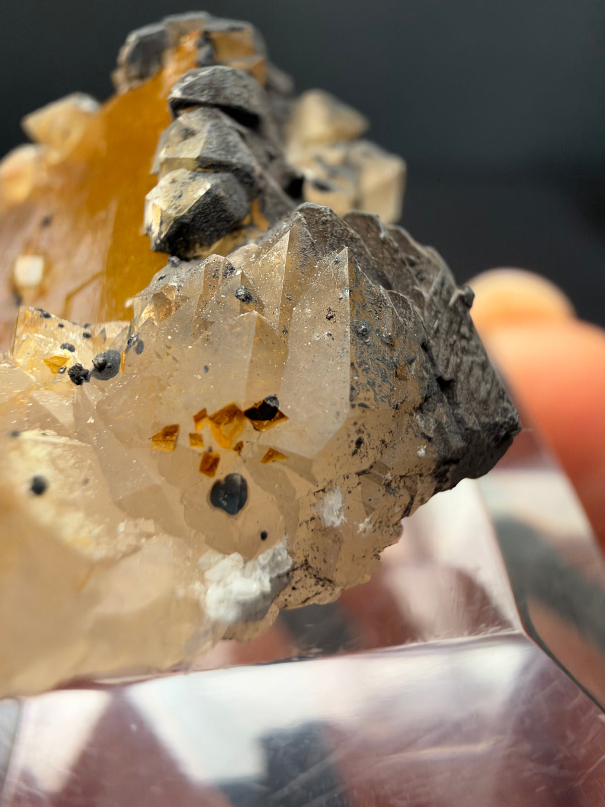 Fluorite with Quartz & Goethite, Sidi Said, Morocco