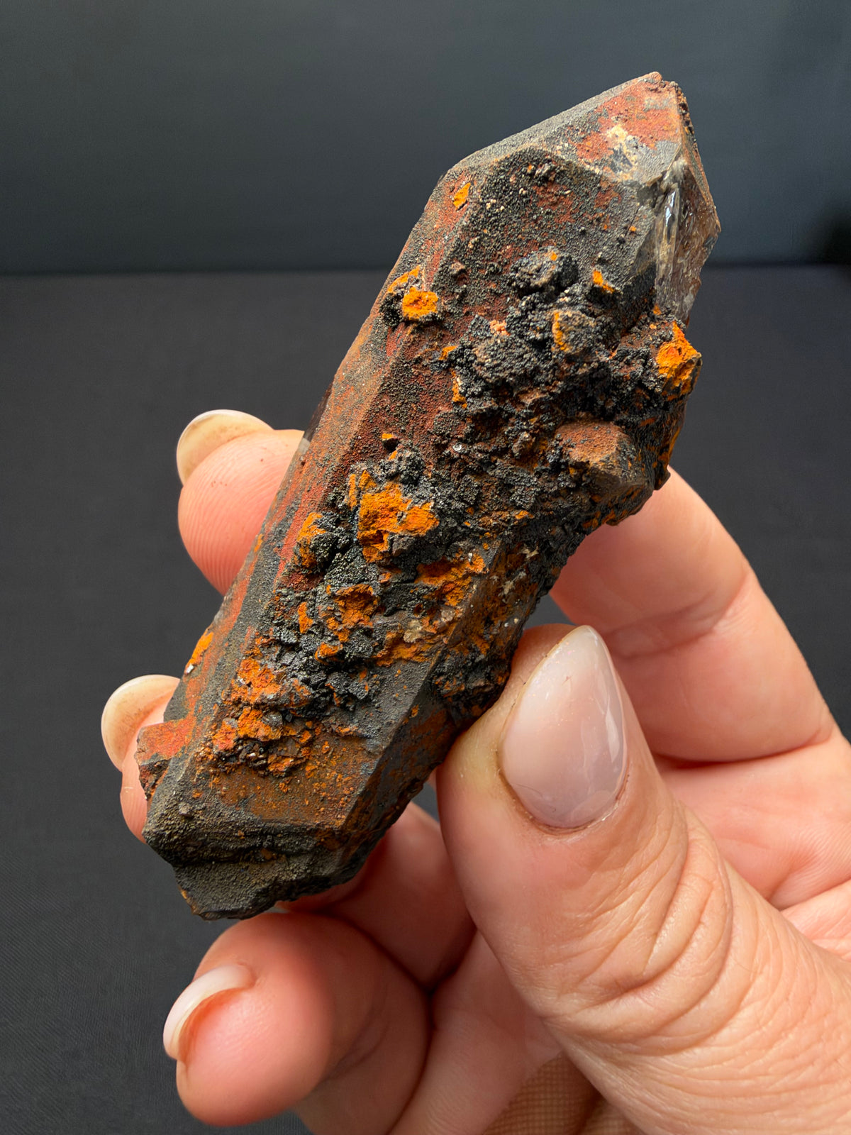 Quartz with Goethite & Secondary Copper Minerals, M'Sissia, Morocco