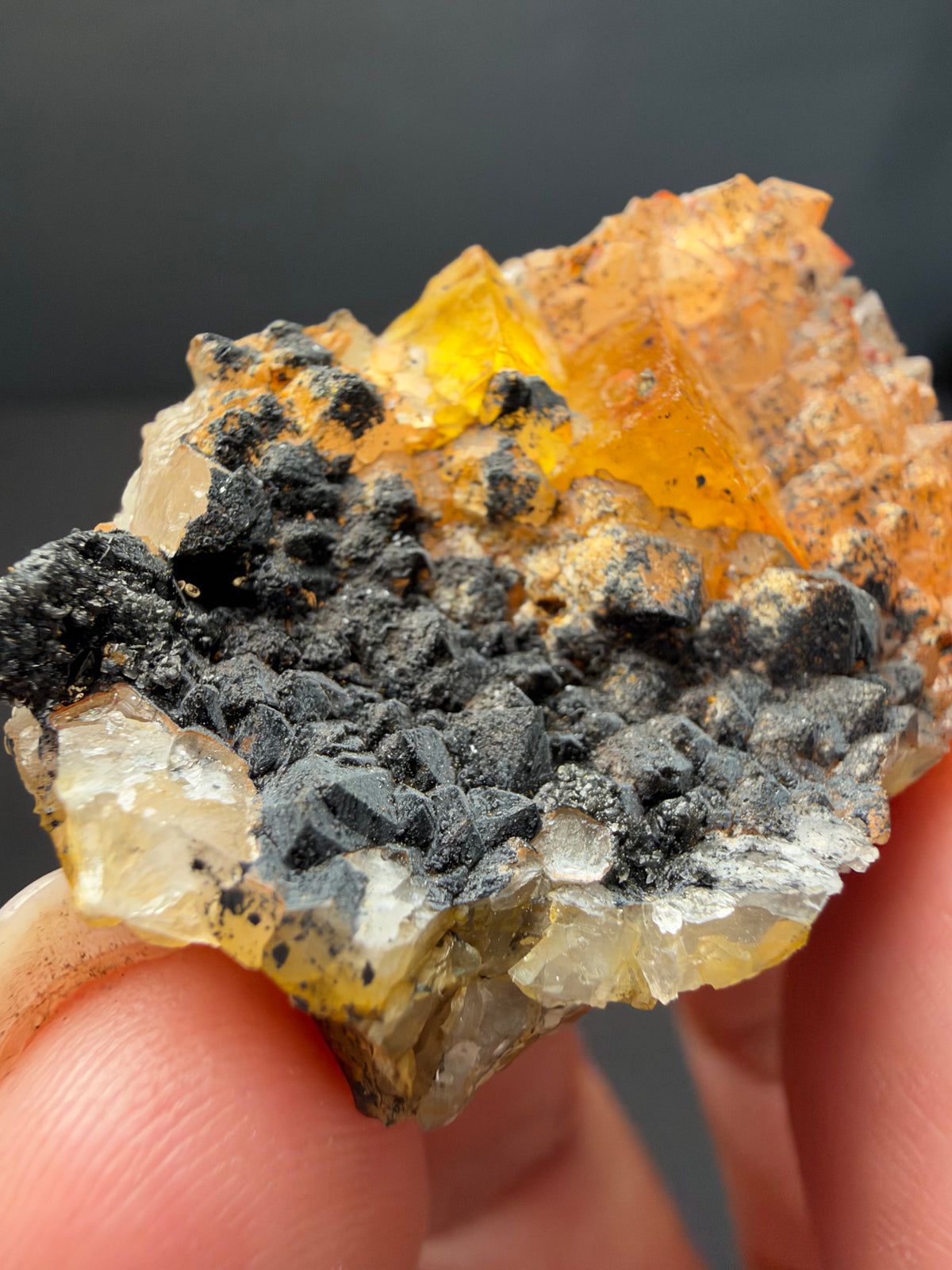 Fluorite with Quartz & Goethite, Sidi Said, Morocco