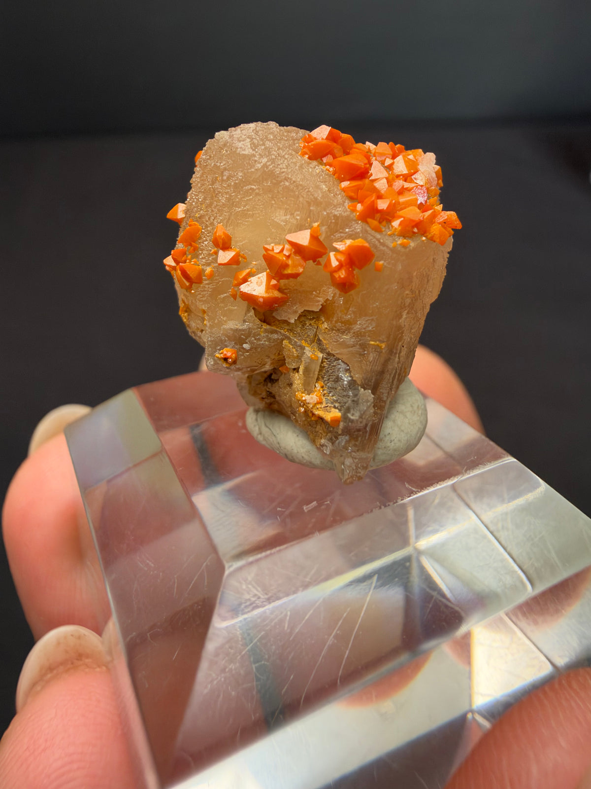 Wulfenite on Cerussite, Mibladen, Morocco