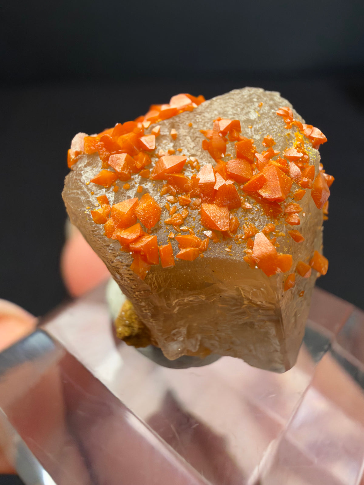 Wulfenite on Cerussite, Mibladen, Morocco