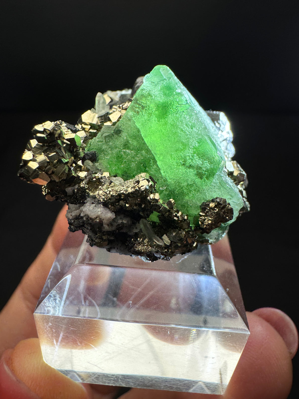 Fluorite with, Pyrite & Geocronite-Jordanite, Milpo Mine, Peru