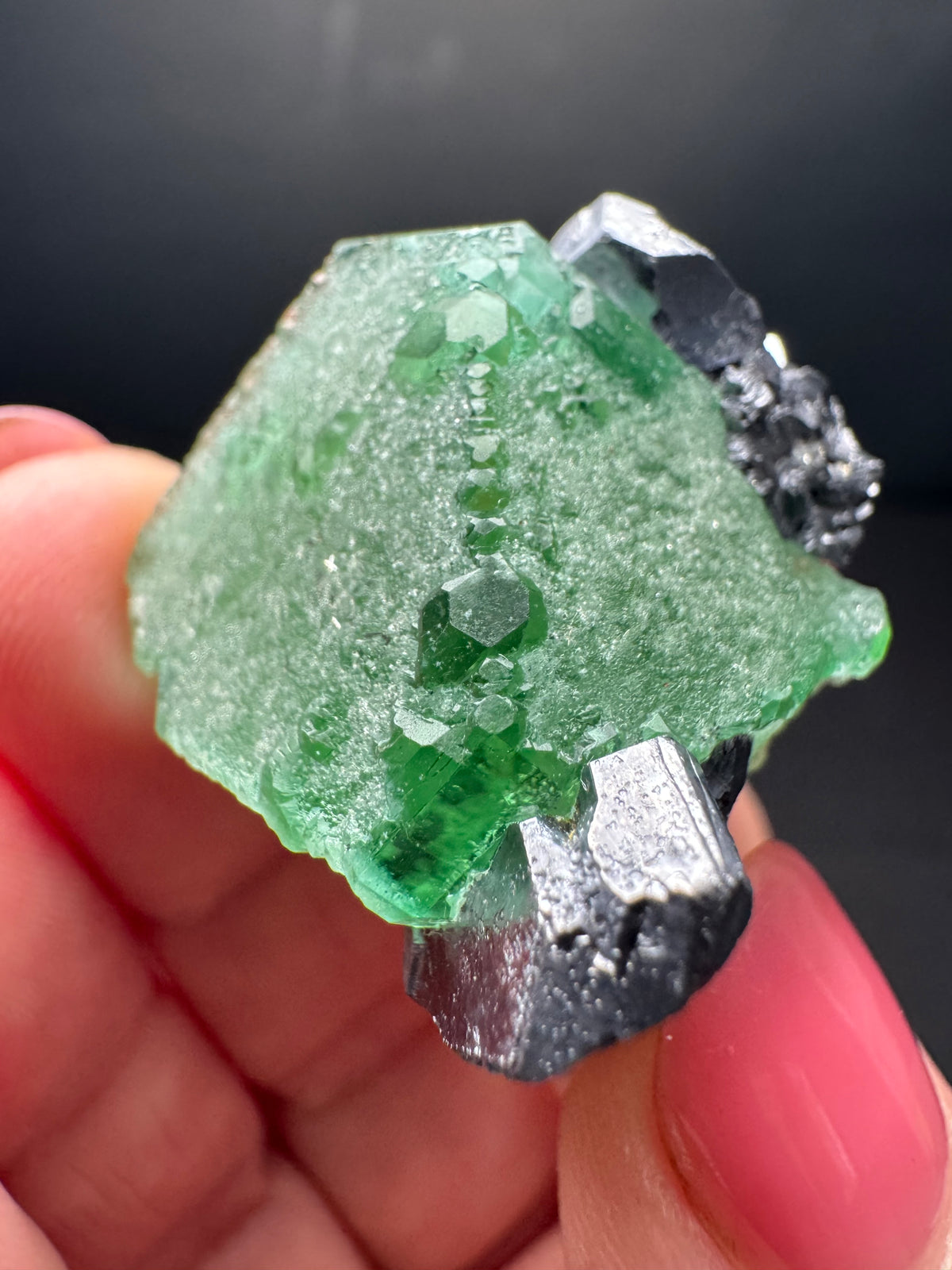 Fluorite with Geocronite-Jordanite, Milpo Mine, Peru