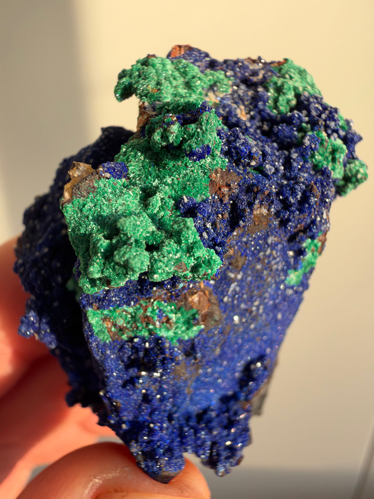 Azurite & Malachite on Barite, Sidi Ayed, Morocco