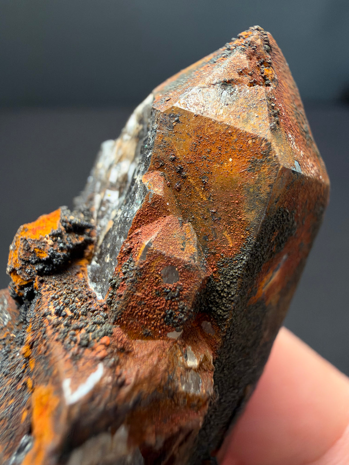 Quartz with Goethite & Secondary Copper Minerals, M'Sissia, Morocco