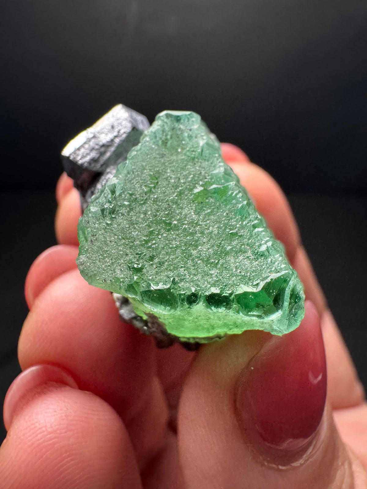 Fluorite with Geocronite-Jordanite, Milpo Mine, Peru