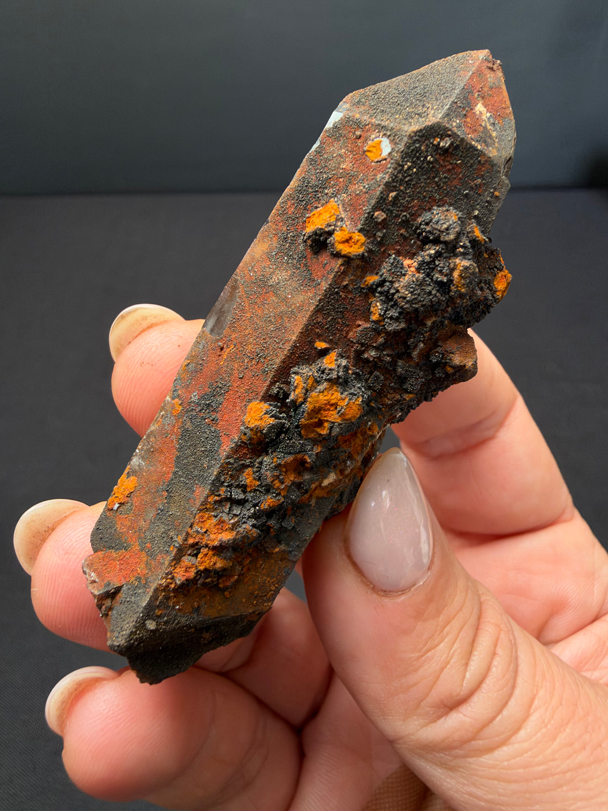 Quartz with Goethite & Secondary Copper Minerals, M'Sissia, Morocco