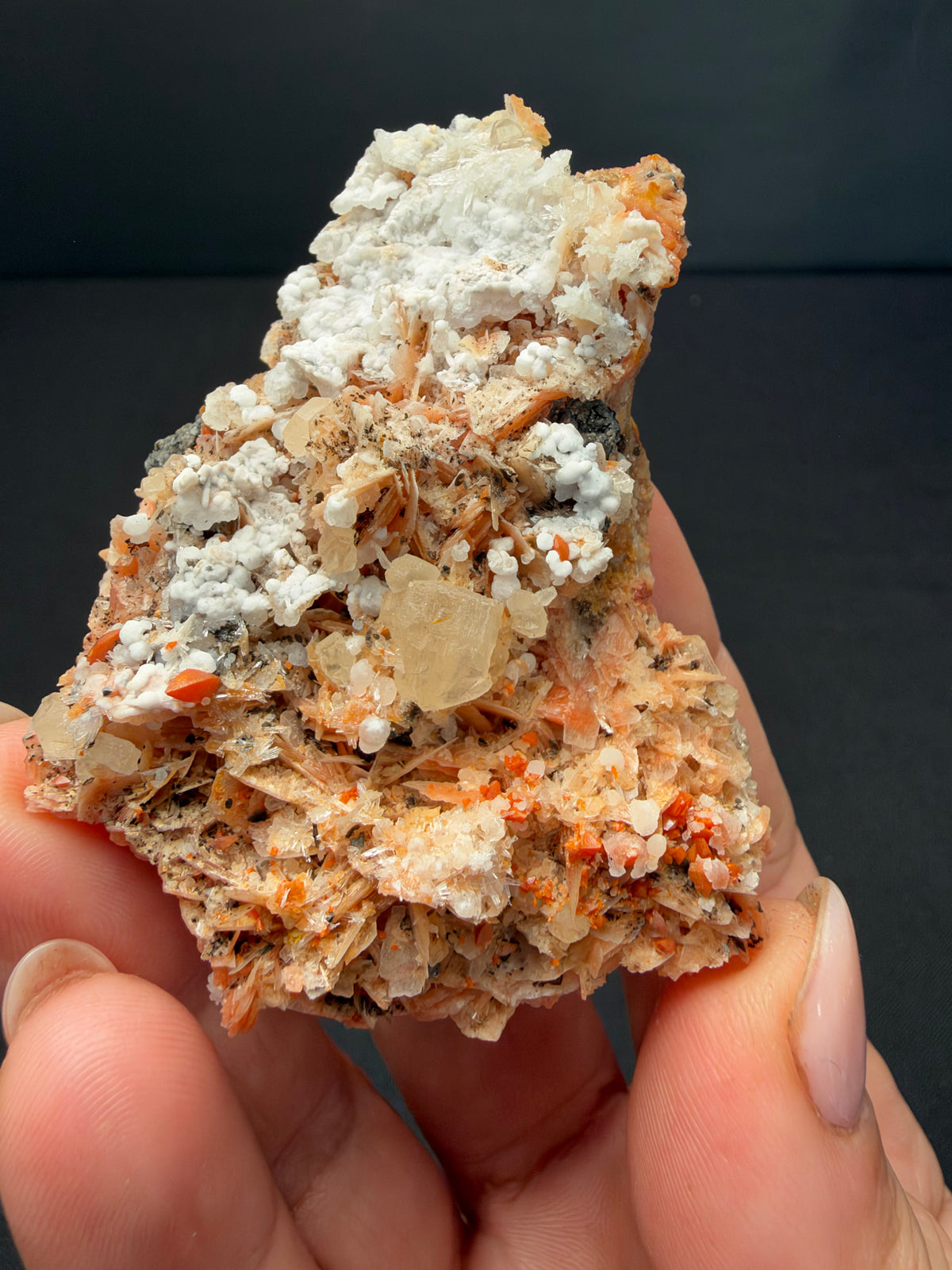 Baryte, Wulfenite, Fluorite & Chalcedony, Mibladen, Morocco