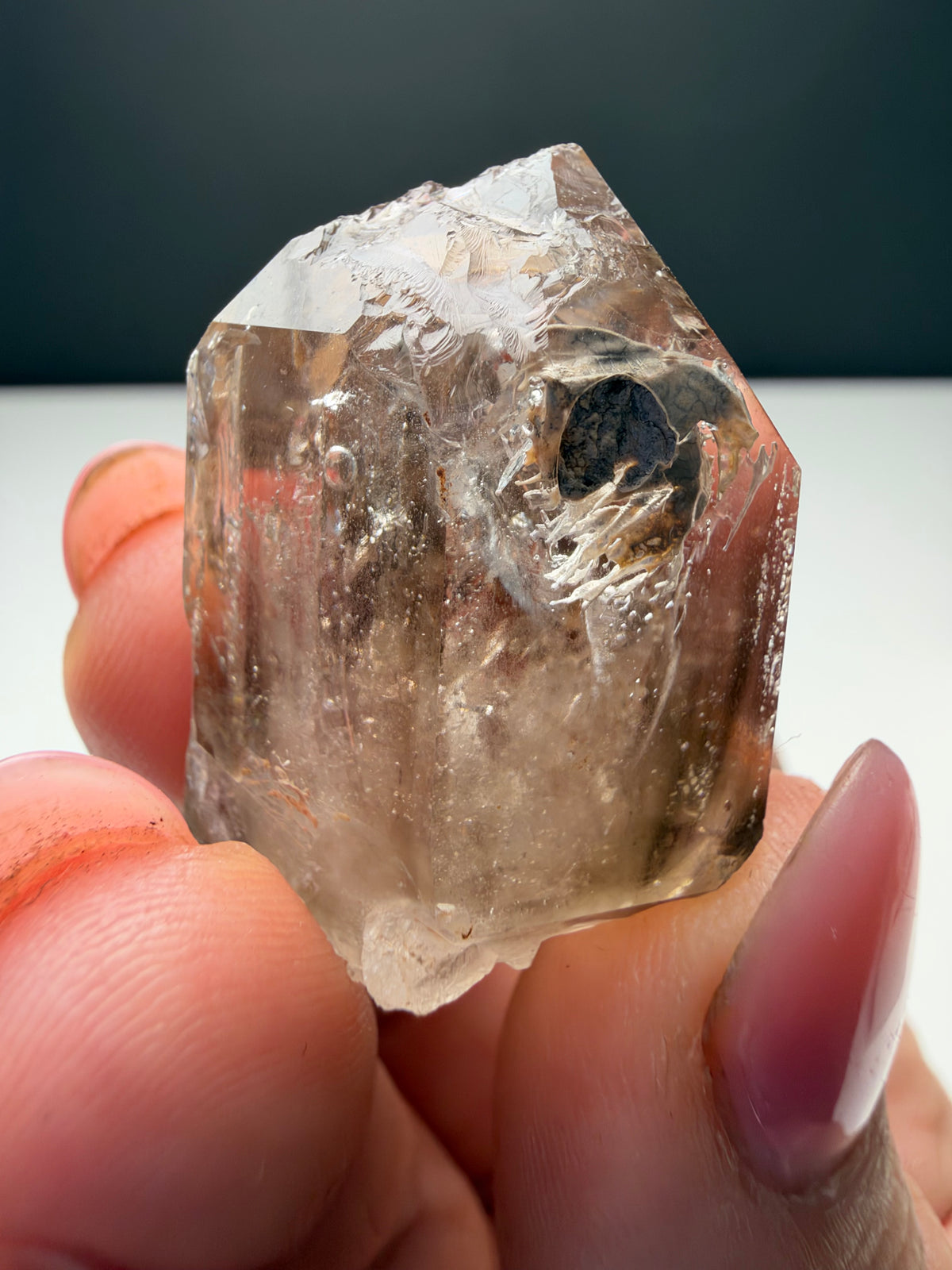 3x moving bubbles Enhydro Quartz, Goboboseb, Namibia