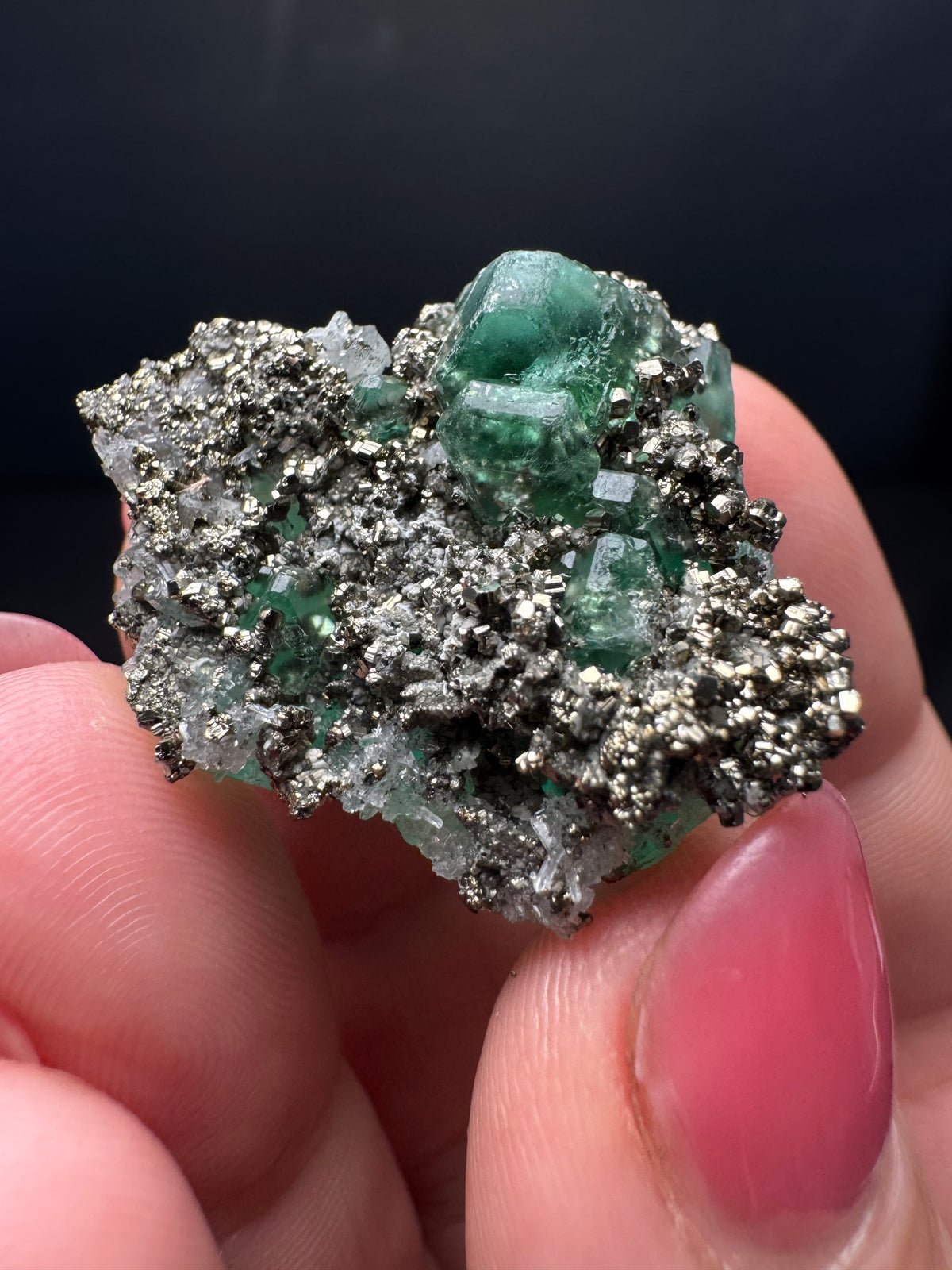 Fluorite with Pyrite, Milpo Mine, Peru
