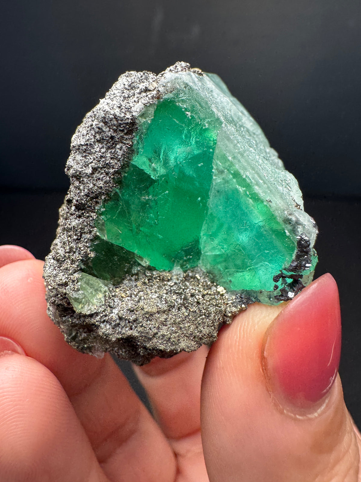 Fluorite with Pyrite, Geocronite-Jordanite, Milpo Mine, Peru