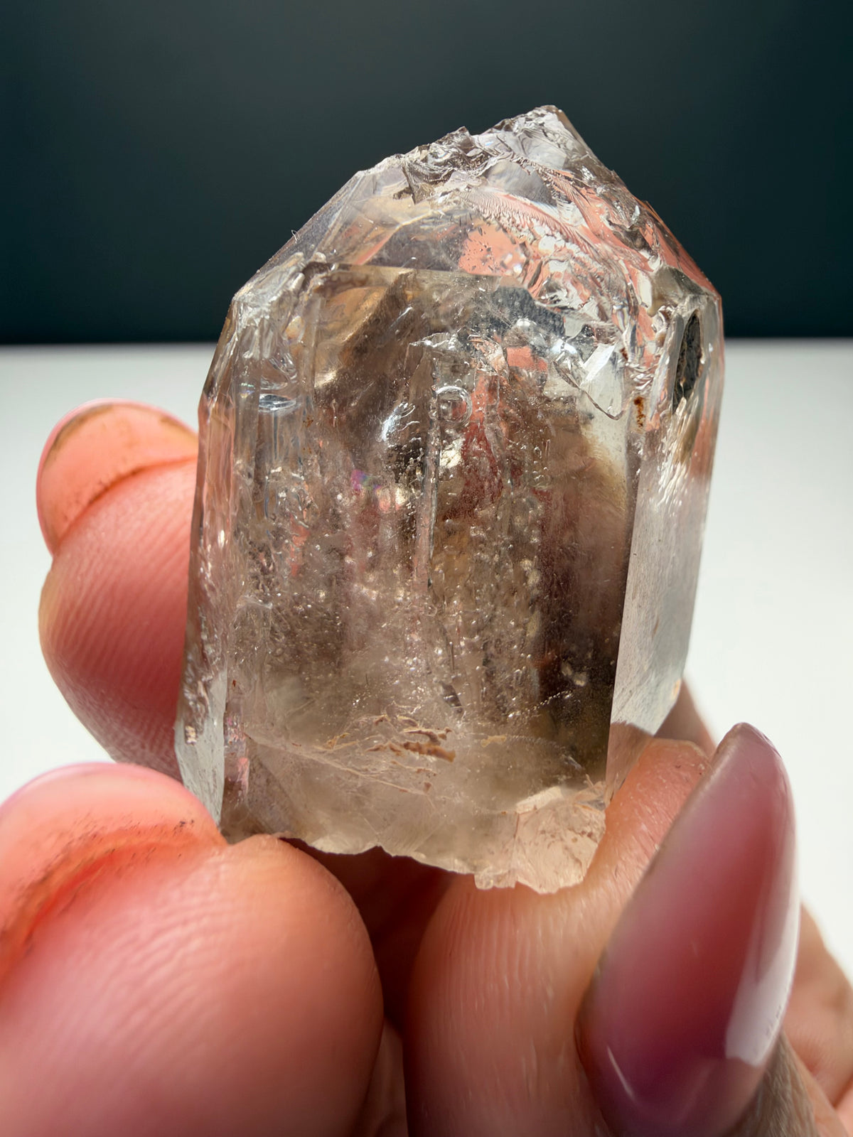 3x moving bubbles Enhydro Quartz, Goboboseb, Namibia
