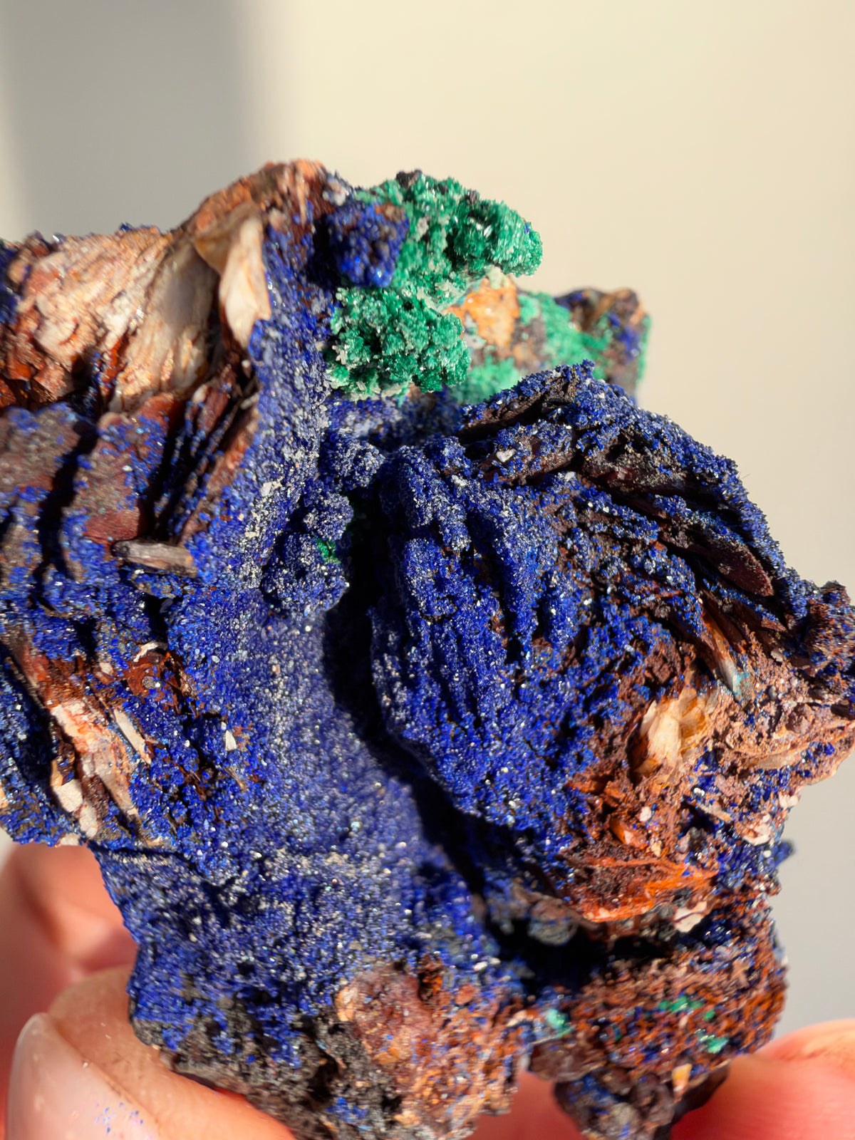 Azurite & Malachite on Barite, Sidi Ayed, Morocco