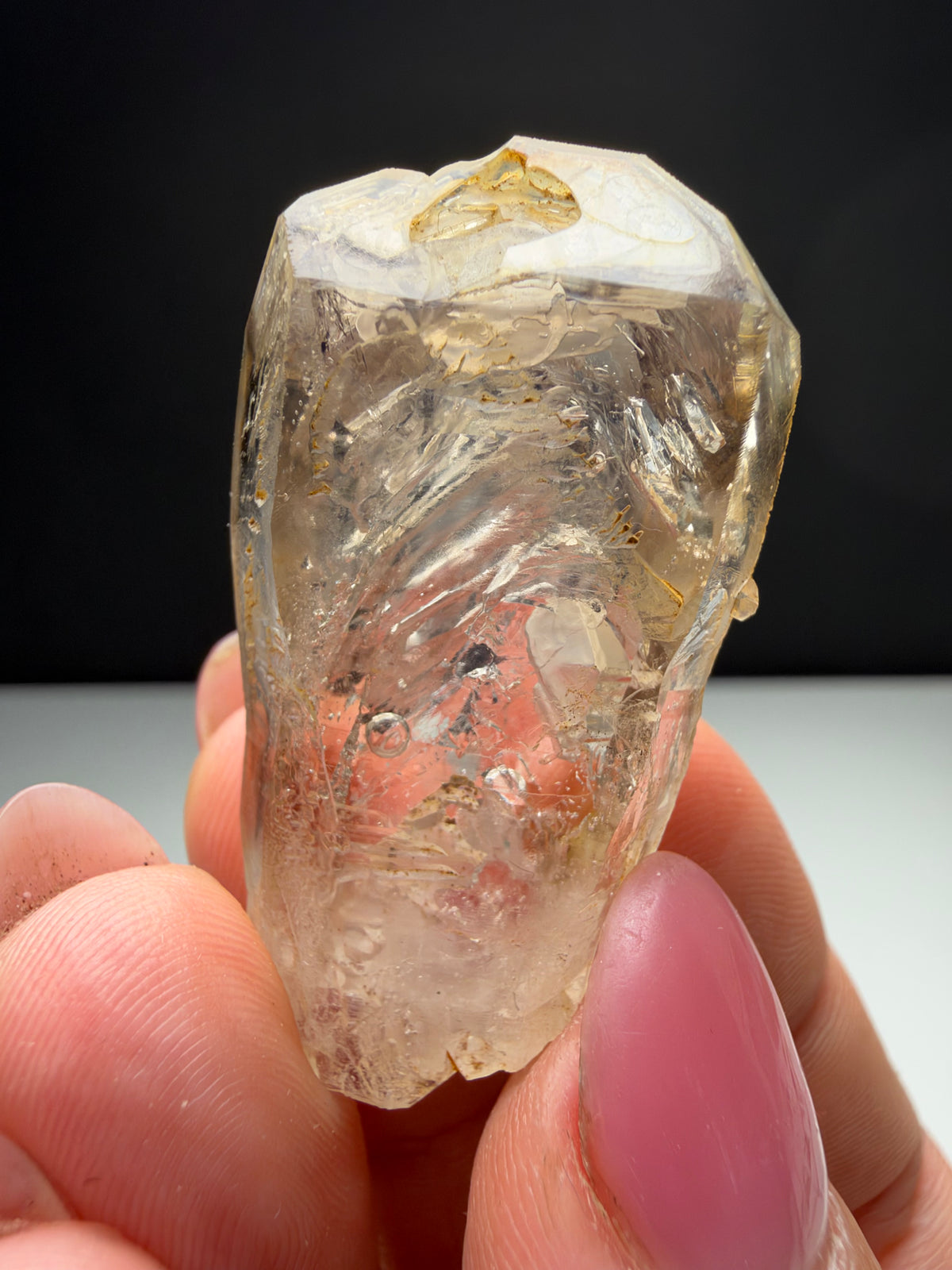 2 Moving Bubbles Enhydro Quartz, Goboboseb, Namibia