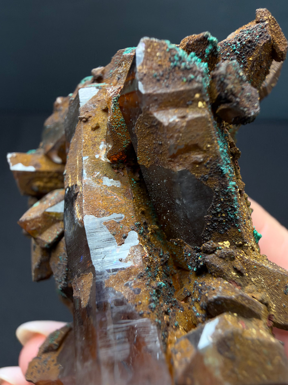Quartz with Goethite & Secondary Copper Minerals, M'Sissia, Morocco