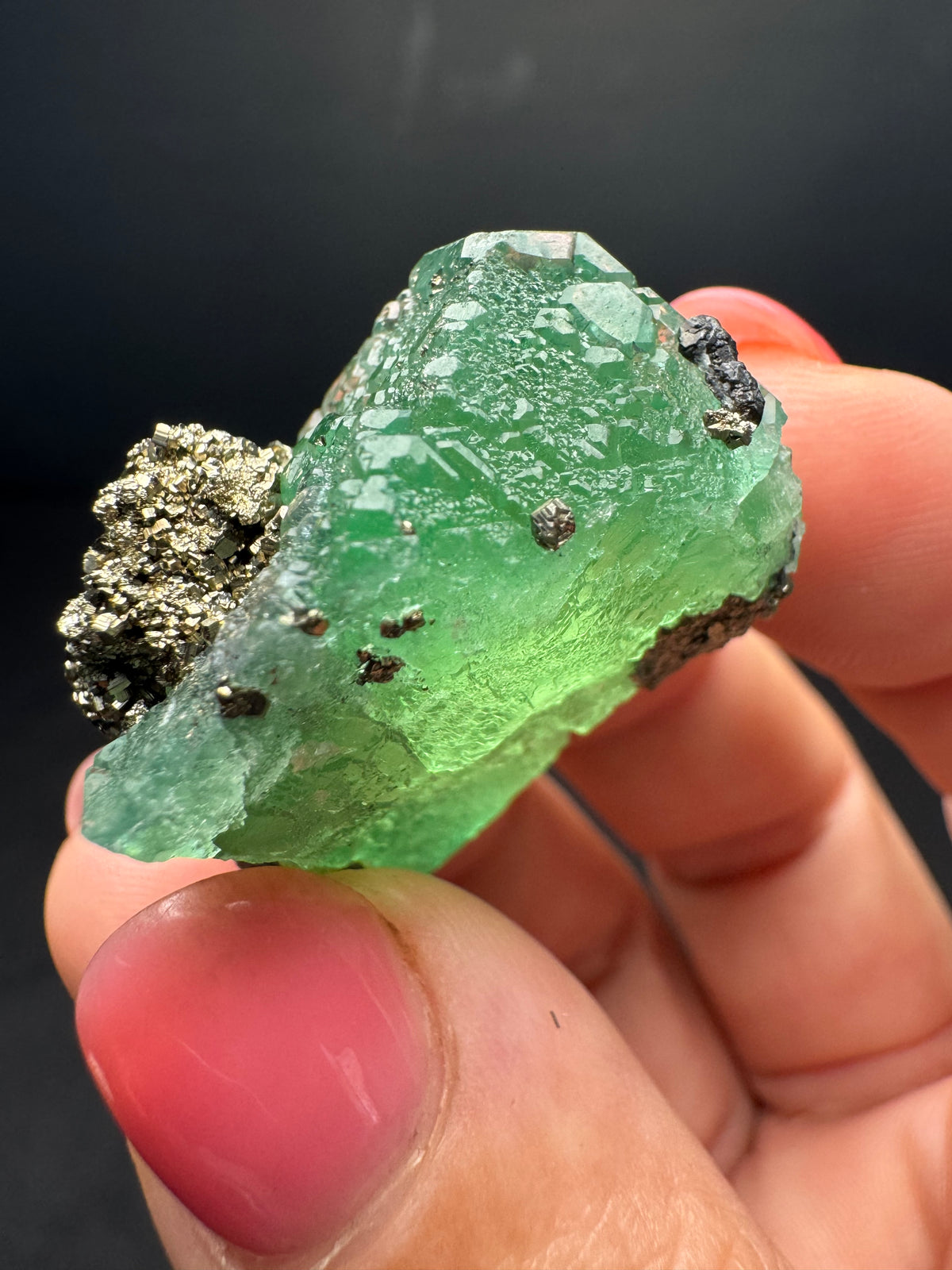 Fluorite with Pyrite, Milpo Mine, Peru