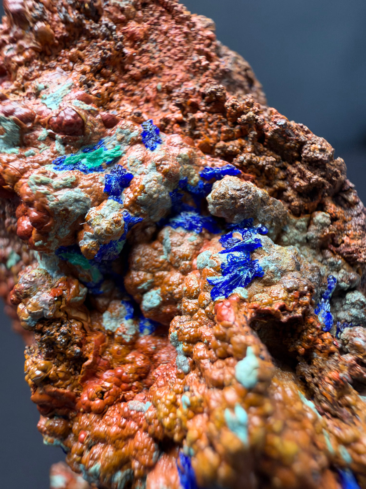 Quartz with Goethite & Secondary Copper Minerals, M'Sissia, Morocco